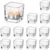 Glasseam Set di 12 Portacandele in Vetro Trasparente, Portacandele Quadrati di Piccole Dimensioni, Portacandele Natalizi per Il Tavolo del Soggiorno, Portacandele Moderni per Centrotavola di Nozze