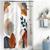 Uiiooazy Tenda Doccia Antimuffa, Tenda da Doccia 120x180cm Terracotta Boho Chic Astratta Eucalipto Foglie Blu Tende da Bagno Tessuto Lavabile Impermeabile Tende per Vasca da Bagno con 8 Anelli