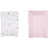 babyCalin Fasciatoio Luxury Star Grey 50 x 70 cm - Con tabella altezza stampata, 0.6 milliliters, 1 Piece, 1 & Copri Materasso Fasciatoio Rosa 50 X 70 cm