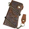 LUUFAN Portafoglio lungo in vera pelle da uomo con tasca con cerniera Vintage Bifold Borsa da libretto degli assegni (Chain Wallet2)