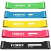 Waymaytecy Set di 5 Bande Elastiche Fitness, Banda elastica, Fascia per uomo e donna, 5 Livelli di Resistenza, Per Yoga, Pilates, Squats, Lunges, Stretching