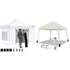 VOUNOT Gazebo 3x3m Pieghevole con 4 Parti Laterali, Gazebo da Giardino Tenda Padiglione Pop up con 4 Sacchi di Sabbia di Peso e Sacca di Trasporto, Bianco & Gazebo Pieghevole da Giardino 3x3 M