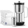 Aarke Purifier, caraffa filtrante in vetro e acciaio inox (2,4 L / 10 tazze) + confezione da 3 sacche di ricarica filtro Pure