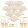 BOELLRUNO 25 pz Ventaglio Pieghevole Mano Bianco Bambu e Tessuto Bianco per Nozze Festa Matrimonio Partito Favori Decorazione