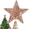 Bluelves Puntale Stella per Albero di Natale Oro Rosa,Decoration Christmas Tree Topper Glitterata Star,Christmas Tree LED Stella per Albero Top Star Puntale Oro Rosa per Natale Festival Party（20*25CM）