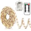CCILAND Striscia LED alimentata a batteria, 3 metri 90 LED Batteria Striscia LED per decorazioni Tagliabile, autoadesiva, telecomando, timer, 8 modalità, dimmerabile (Bianco caldo)