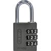 ABUS Lucchetto a Combinazione con Numeri Grandi 144/30, Titanium, 30 mm, Codice a 3 Cifre Senza Chiave