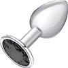 DUKESTON Plug Anal Piccolo Plug Anali Piccoli Metal Butt Plug Cristallo Anal Plug Diamante Anal Butt Plug Acciaio Mini Plug Anale Principianti (Plug Anale Argento con Diamant Anale Nero)