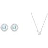 Swarovski Orecchini Stud Swarovski Angelic Square, turchese, placcato rodio, Esclusivi Amazon & Collana Attract, Taglio tondo, Bianca, Placcato rodio