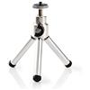 Nedis Mini treppiede da tavolo, treppiede leggero in alluminio per foto e videocamere, testa panoramica a 3 vie, altezza regolabile, chiusura a scatto, borsa per il trasporto inclusa, colore argento