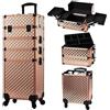 Tayqwiheva Trolley Make Up 4 in 1 Trolley Estetista Valigetta Trucchi Valigia Porta Trucchi Valigetta Trucco Valigia Make Up Trolley Trucco Valigetta Maniküre Valigetta per Cosmetici,Oro