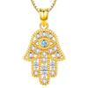 Friggem Collana Mano di Fatima, Ciondolo del Malocchio loto d'epoca in Argento Sterling 925 Gioielli Amuleto donna Regali per mamme amanti e amiche