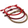 LUCKY BUDDHIST 3 Bracciali Tibetani Buddisti Regolabili - Bracciali in Corda Intrecciata per Uomo e Donna - Include Portachiavi Buddha in Legno