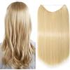 SEGO 50cm Capelli Extension con Filo Invisibile Capelli Sintetici Lisci Extension No Clip 90g Biondo Chiarissimo