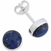 mantraroma orecchini a bottone in argento 925 con pietra blu lapislazzuli, orecchini in vero argento sterling da donna, regalo