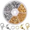 OSUWLSI 460 Pezzi Kit Fermagli per Gioielli, Chiusure per Braccialetti, Ganci per Braccialetti Ganci Chiusure Moschettone con Anellini Aperti, Portachiavi Clip Ganci per Collane Bigiotteria Fai da Te