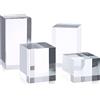 TOLIDA Set di 4 espositori rettangolari in acrilico trasparente - Accessori per fotografia - Decorazione d'interni - Base per orologi cosmetici - Figurine - Modello 5 x 5 x 5 / 6 / 8 / 10