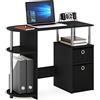 Furinno JAYA Scrivania da studio per computer semplicistica con cassetti per contenitori, Americano, tubi in acciaio inossidabile