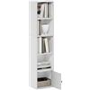 Furinno Luder - Libreria a 5 ripiani con 1 anta portaoggetti, colore: Bianco