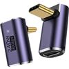 YUNKOZAND Adattatore USB C 90 gradi,adattatore USB C ad angolo retto con 40 Gbps PD 240 W 8K a 60 Hz,compatibile per Steam Deck,switch,VR e altri dispositivi di tipo C (A confezione da 2)