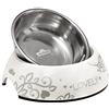 Dehner Premium Lovely - Ciotola per Gatti, Ø 14 cm, Altezza 4,7 cm, 160 ml, Lavabile in lavastoviglie, melammina/Acciaio Inox/Gomma, Colore: Bianco