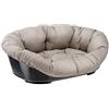 Ferplast Cuccia Cane e Gatto con Cuscino SOFA' 6 in Cotone Lavabile, Lettino per Cani GattiCesta in Plastica, Fondo Forato e Poggiamento, Antiscivolo, 73 x 55 x h 27 cm, Tortora