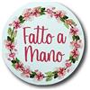 Generico 50xBollini adesivi Floreali da 25 mm su Base bianca LUCIDA con stampa FATTO A MANO, etichette adesive, rotonde con fiori, handmade (11F)