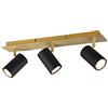 meineWunschleuchte Faretto da soffitto a 3 luci in metallo nero e oro opaco, larghezza 48 cm