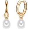 Valero Pearls Creoles da Donna in Argento Sterling 925 con Perla di coltura di acqua dolce