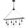 Westinghouse Lighting 6116440 - Lampadario da interno a sette luci in stile vintage Elway, finitura in frassino anticato e grigio canna di fucile spazzolato