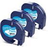 Home Colortly 3 etichette compatibili con Dymo Letratag 12 mm x 4 m, nastri compatibili con etichettatrice Dymo Letratag XR LT-100H LT-100T, nero su bianco