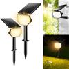 DLLT Faretti Solari a Led da Esterno, 2-IN-1 Lampade Solari da Giardino, Luce  Solare led Esterno Impermeabile IP65 con Cavo da 3 Metri per Alberi,  Arbusti, Vialetto del Giardino (bianco caldo 3000K) 