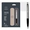 Parker Penna a sfera Parker Frontier Steel CT Chrome Trim punta fine Blue Ink Jotter...