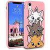 ZhuoFan Cover per iPhone XR, Custodia Cover Silicone Rosa con Disegni Ultra Slim TPU Morbido Antiurto 3D Cartoon Bumper Case Protettiva per iPhone XR, 3 Cat