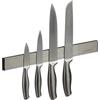 Relaxdays Barra Magnetica Portacoltelli in Acciaio Inox, Autoadesiva, Asta Lunga 30 cm, Guida a Parete, Argento Nero