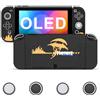 JINGDU Custodia Protettiva Compatibile con Switch OLED,Custodia Morbida Compatibile con console Switch OLED,Custodia in TPU con 4 Impugnature per Pollice,Fortnite