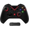 Tigerlily Enterprises Ltd Tigerlily Enterprises Black with Red Light 2.4GHz Wireless Game Controller Gamepad Joystick With Dual Motor Vibration & Backlit Keys for Xbox One Series S/X, PS3 & Microsoft PC - No Headset Jack.