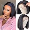 Jreitsere Parrucca Donna Corta Bob Wigs Human Hair 13x4 Lace Frontal Wig Natural Black Color Straight Lace Wig Unprocessed Brazilian Virgin Hair Wig For Women 10 Inch
