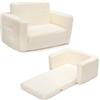 BEJOY Poltroncina Pieghevole per Bambini 2-in-1, Divano Trasformabile in Lettino, Regalo per il Giorno dei Bambini e Compleanni, Bianco