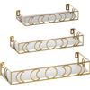 EYMPEU Mensola da Muro con Motivo Lunare, Scaffale Galleggiante Dorato per Soggiorno, Cucina, Camera da Letto e Bagno, Set da 3, Mensole con Diverse Misure 40cm