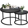 Best Goods Set di 2 tavolini moderni rotondi con supporto in metallo e piano del tavolo in legno con motivo in marmo, per soggiorno, balcone, ufficio (grigio)