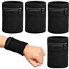 ShanBye Sport Sweatband Polsino,4 PCS Sportivi Fascia Tasca con Cerniera Polsini Sportivi Braccialetti Portafoglio Sportivo da Polso per Fitness Corsa Camminata