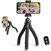 UBeesize Treppiede per telefoni cellulari, mini treppiede per smartphone e fotocamere, supporto per treppiede per telefoni cellulari con telecomando Bluetooth, nero chiaro