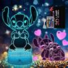 Eygerur Stich Lampada - 2 Pezzi Stich Luce Notturna Bambini - 16 Colori Lamp Stich Intelligente Con Telecomando a 3D LED Illusione Idea Regalo di Natale Stich Decorazione Per la Camera dei Bambini