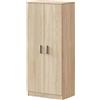 Inbagno Scarpiera in Legno Rovere Canadese H 180 cm con 2 Ante e Ripiani Regolabili in Altezza, Mobile Multiuso e salvaspazio