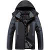 Youthful flying Giacca da Sci Montagna Calda Uomo Invernale Neve Cappotto da Snowboard in Pile Giubbotto con Cappuccio Impermeabile(Size:6XL,Color:Nero)