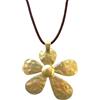 ASTER ALHELÍ Collana Donna con Ciondolo a Fiore Grande Dorato - Collana Lunga Regolabile con Cordoncino in Camoscio Marrone Stile Boho - Gioiello Artigianale Idea Regalo (Dorado)