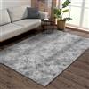 ASIinnsy Tappeto Salotto Moderno Pelo Lungo Shaggy Peloso Grigio Morbido Soffice Antiscivolo Tappeti Soggiorno Grandi (120 x 160 cm, Bianco Grigio)