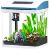 Tararium Mini Acquario di Vetro Completo 7.5L Nano Small Jar Fish Starter Kit con Filtro, Pompa e 7 Colori di luce LED per la lotta contro i gamberetti rosso pesce ufficio camera da letto decorazione, regalo