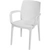 H&H Sedia con Bracciolo, Polyrattan, Bianco, Medium